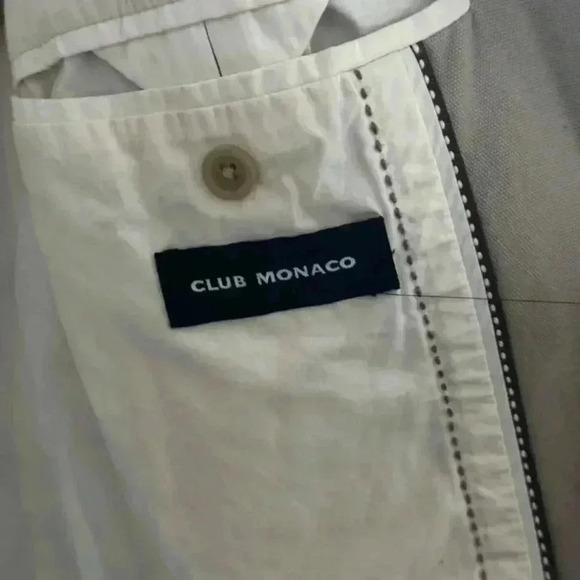 Club Monaco 2 button blazer coat cotton leather elbow patch largr - Picture 7 of 7